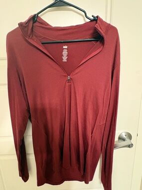 Merino Wool Red Burgundy REI Women's Quarter zip Under Garment Long Underwear